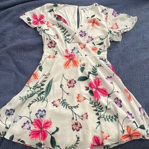 Express white an multicolor floral summer dress
